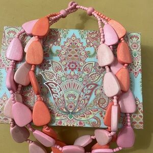 Pink and Orange Beaded Necklace